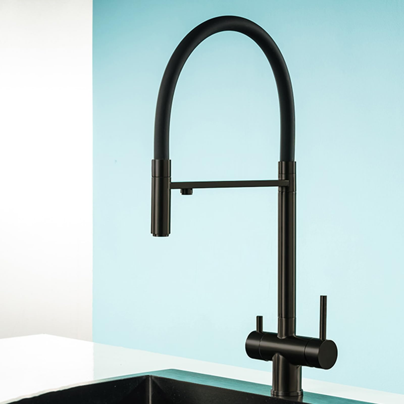 ZQFHSX 3 Way Water Filter Tap, Stainless Steel Swivel Kitchen Sink Tap for Hot & Cold