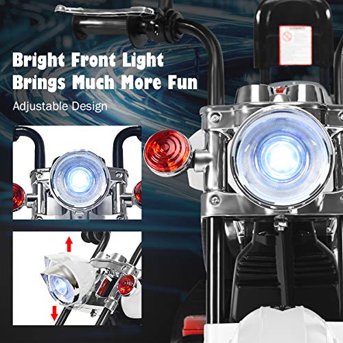Image of Costzon 6V Ride on Chopper Kids Motorcycle with Horn, Headlight (White) | Battery Powered, 3-Wheel Stable Ride on Toys, Electric Toddler Motorcycle for Kids, Gift for Boys Girls