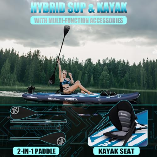 Image of UPWELL 11'6 inchx35 inch Extra Wide Inflatable Paddle Board, Stand Up Paddle Board for Youth & Adults, Stable Design, Premium SUP Accessories, 120L Backpack, 10L Dry Bag, Paddle, Leash, Hand Pump, US Fins