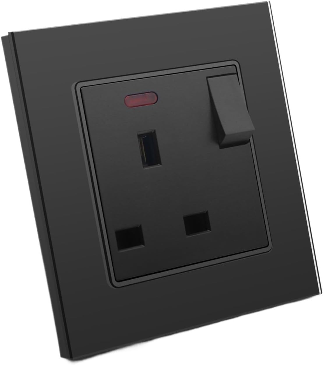 Single Type-c USB UK Socket Double Wall Power Sockets with Dual USB AC Ports On Off Switch Button Glass Panel 13A(Switch Socekt B)