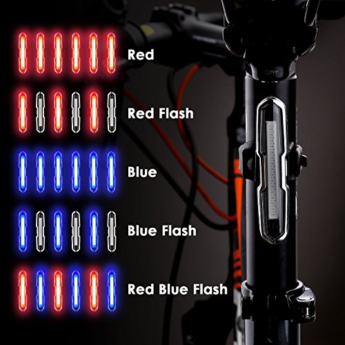 Canway Bike Tail Light 168 Lumens Super Bright Red/Blue Bicycle Light 500Mah Lithium Battery Rear Bike Light Usb C Rechargeable 5 Modes Waterproof Safety For Road, Mountain, Night Riding #TOP5
