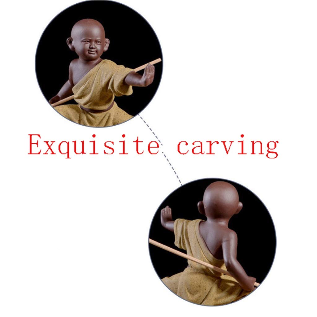 Estatuas de Buda 4 Estilos Estatua de Buda Cerámica Zen Buddha Small Monk Sculpture Statue Chinese Tea Set Sculpture Exquisite Decoración Creativa Gran Regalo de meditación (Color : D)