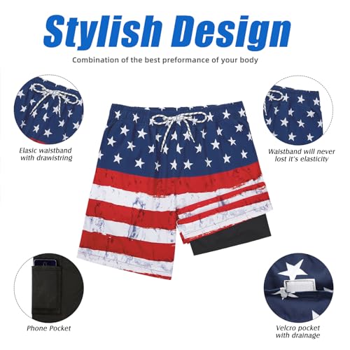 Century Star Mens Swim Trunks with Compression Liner Quick Dry Bathing Suits with Pockets Swim Shorts4