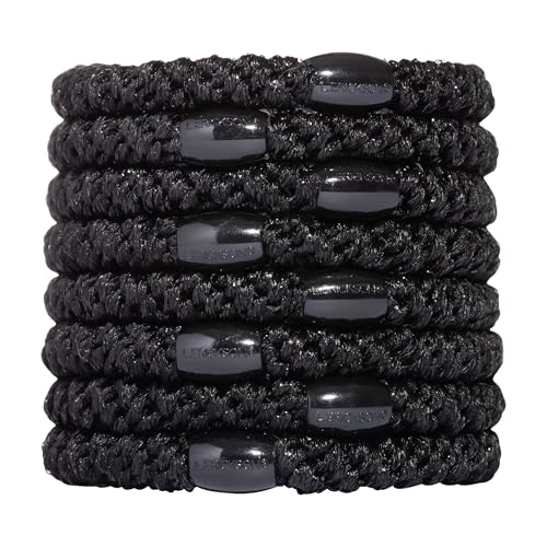 Image of L. Erickson Pony Hair Ties - Black - 8 Pack Ponytail Holders - No Damage Hair Accessories for Women