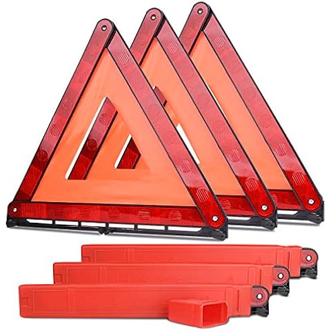 aikko Safety Triangle Kit Road Emergency Warning Reflector Roadside Reflective Early Warning Sign, Foldable 3 Pack of Emergency Car Kit Cover