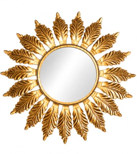 Sunburst Wall Mirror | Decorative Round Metal Frame Mirror for Li...