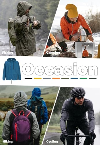 Image of Zando Packable Mens Rain Jacket Lightweight Raincoat Waterproof with Hood Outdoor Windbreaker Jacket Travel Rain Jackets