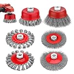 6Pcs Angle Grinder Wire Brush Set for 115mm Sander Angle Grinder, Thread M14 x 2 Heavy Duty Wire Brush & Wheel Set for Rust Removal, Paint Removal, Weld Cleaning and Grinding