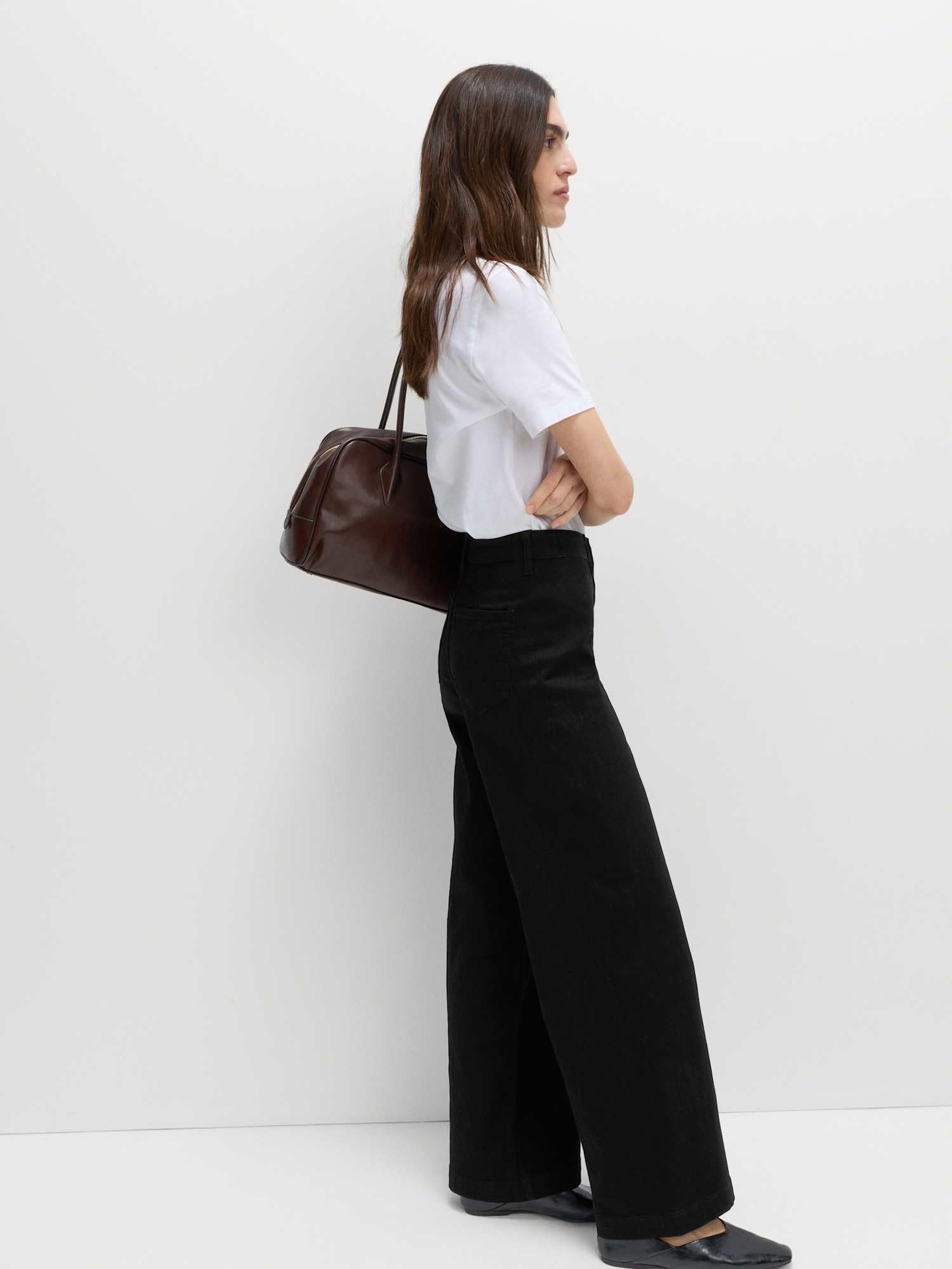 Marks & Spencer Jean Taille Haute Jambes Larges Longueur Cheville Femme, avec Stretch