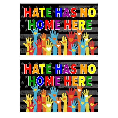 Image of 2 Pcs Hate Has No Home Here Bumper Stickers for Car Black America Flag Hate Has No Place Here Sticker for Trucks Window Laptop Waterproof Decor