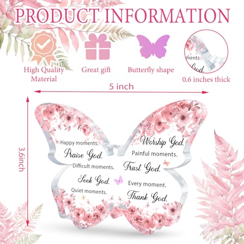 Papillon rose sur plaque acrylique pour accessoires de bureau