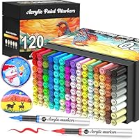 Vozuna 120 Acrylstifte Set für Steine Wasserfest， Acrylmarker für Steine, Glas, Papier, Holz, Ei, Leinwand, Keramik, Stoff, Wasserdicht & schnelltrocknend für Erwachsene Ideal für DIY