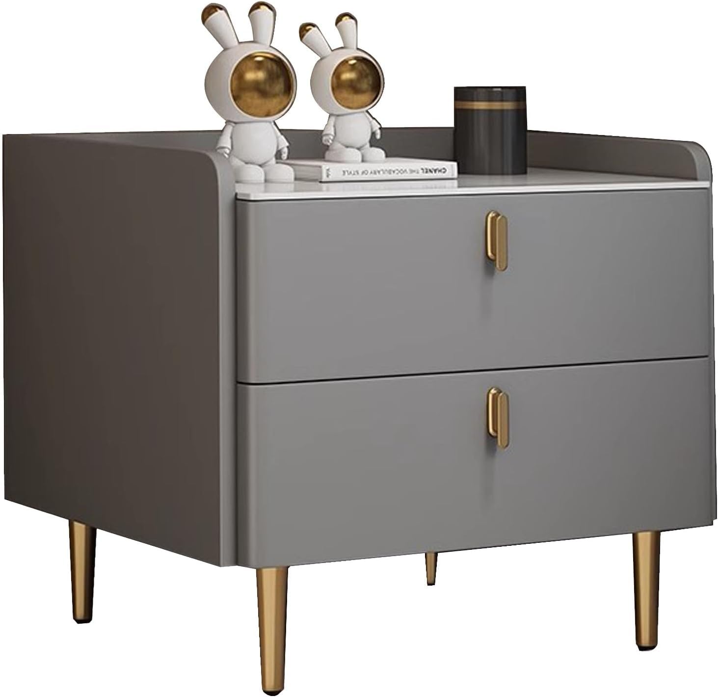 Table d'appoint de nuit blanche avec tiroirs pour chambre et salon