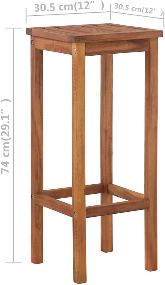3 Piece Bar Table and Chair Set Solid Acacia Wood,Acacia Wood Bar Set with Chairs Rustic Charm for Indoor and Outdoor Spaces Patio Furniture Sets