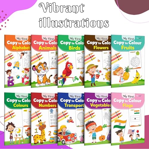 Image of Coloring book Set of 10 for children : Essential Coloring Book Of All In One Pack, Early kids learning Coloring books, Set Of 10 Colouring Books