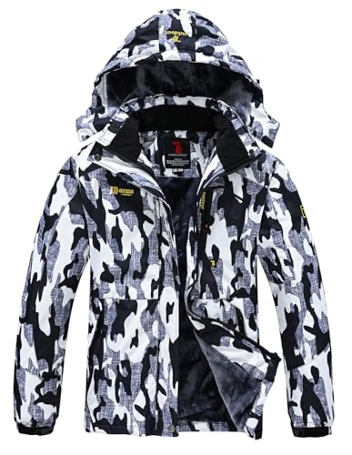 YSENTO Womens Waterproof Ski Jacket Winter Fleece Outdoor Mountain Jacket and Coat with Hood(Camo,S)