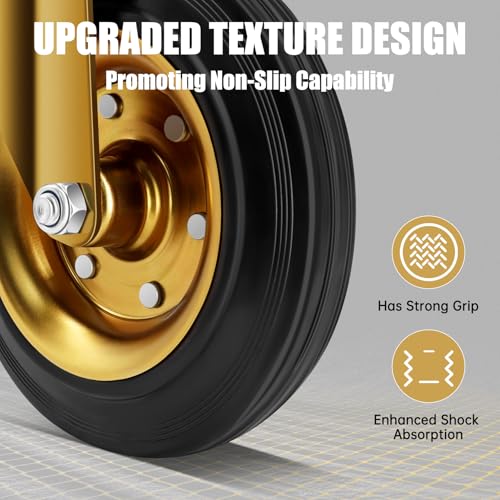 Image of WBD WEIBIDA 8 in Heavy Duty Plate Casters Set of 4, 3200 Lbs Industrial Rubber Wheels for Cart Furniture and Workbench,Outdoor Castors Dual Locking Replacement (4 Brakes, Free Spanner)