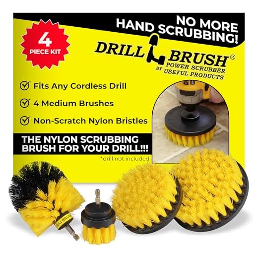 Drillbrush 4 Piece Nylon Power Brush Tile and Grout Bathroom Cleaning Scrub Brush Kit - Drill Brush Power Scrubber Brush Set - Power Scrubber Drill Brush Kit- Power Brush Drill Attachment