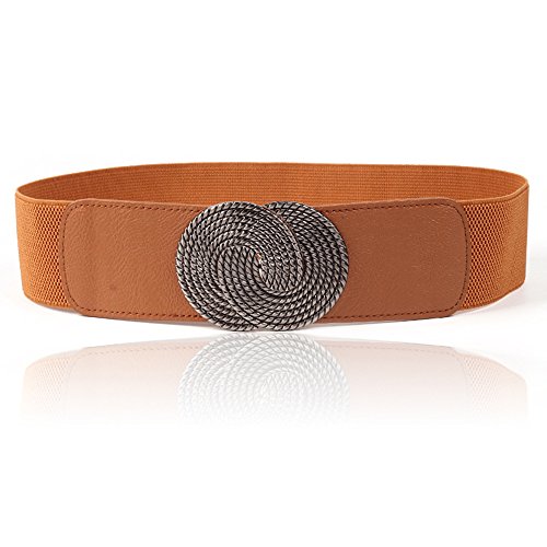 Women's Elastic Stretch Corset Waist Belts with Screw Gray-Buckle for Dress