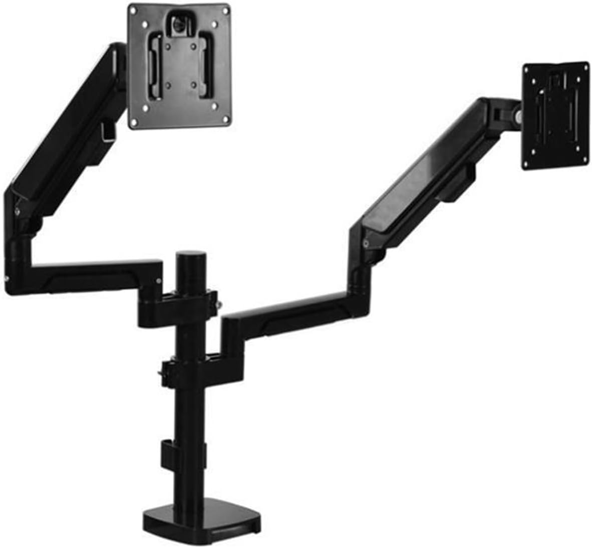 Dual-screen column-type desktop hanger pneumatic lifting base rotating telescopic computer display gimbal bracket(Silver)