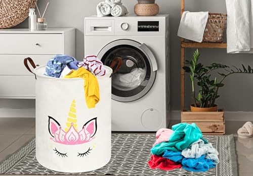 Image of MAIZMZ Baby Waterproof Storage Basket Kids Hamper Nursery Bins Organizer Gift Toy Box Laundry Basket for Women Large Canvas Collapsible Chest for Home /Dorm /Office /Room Decor