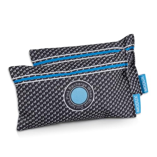 Modux Car Dehumidifier 2 x 400 g (1.8 lbs) Reusable Moisture Absorber Desiccant Bag Pillow Rechargeable Silica Gel Closet Basement Garage Storage Safe