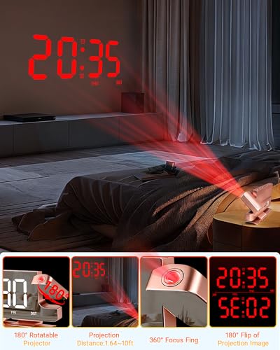Despertador proyectable de techo para dormitorio con proyector de 180 grados 3