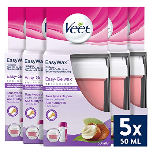 VEET 5 recambios de cera EasyWaxTM – Manteca de karité para brazos y piernas – 50 ml