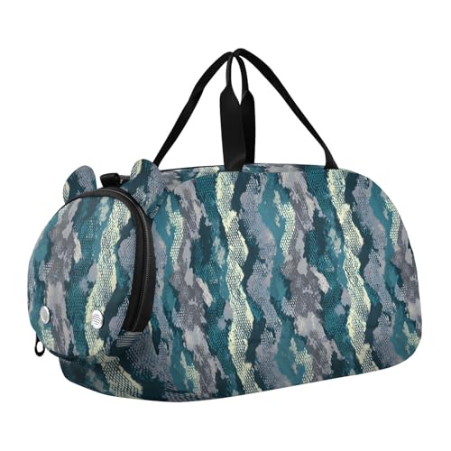 Duffle Bag for Boys or Girls with Shoes Compartment, Cool Snake Skin Pattern Sports Travel Bag Overnight