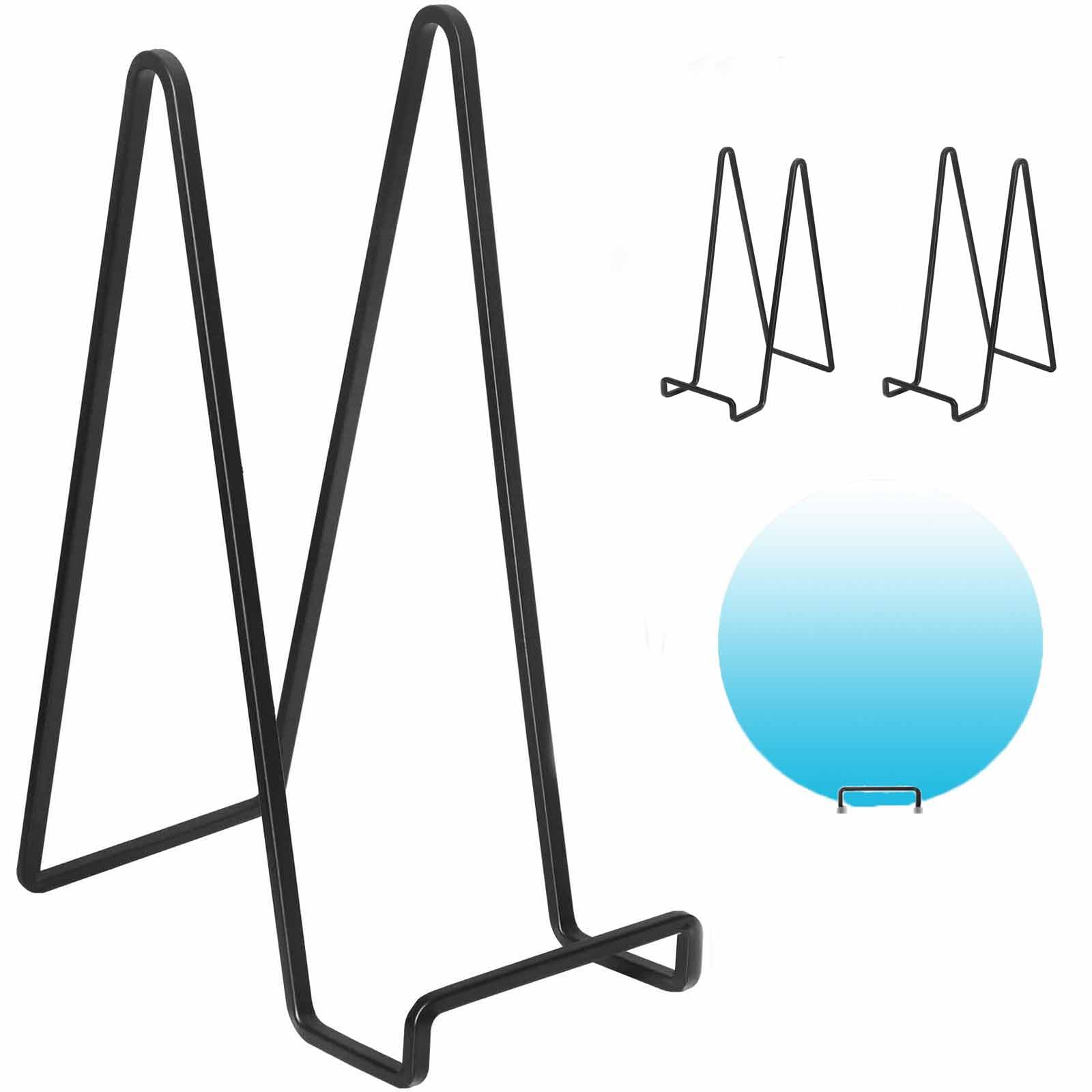 Decolore 4 Pack 10 Inch Large Display Stands Square Plate Holder Display Stand Black Frame Stand Tabletop Easel Stand for Picture, Decorative Plate, Photo Easel and Artistic Work