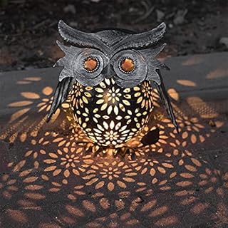 GloBrite Solar Outdoor Garden Hanging Owl Lantern - Vintage Metal Waterproof LED Lamp, Christmas Decoration Lights for Yard Lawn Patio Porch Courtyard Pathway