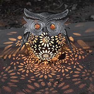 GloBrite Solar Outdoor Garden Hanging Owl Lantern – Vintage Metal Waterproof LED Lamp, Christmas Decoration Lights for…