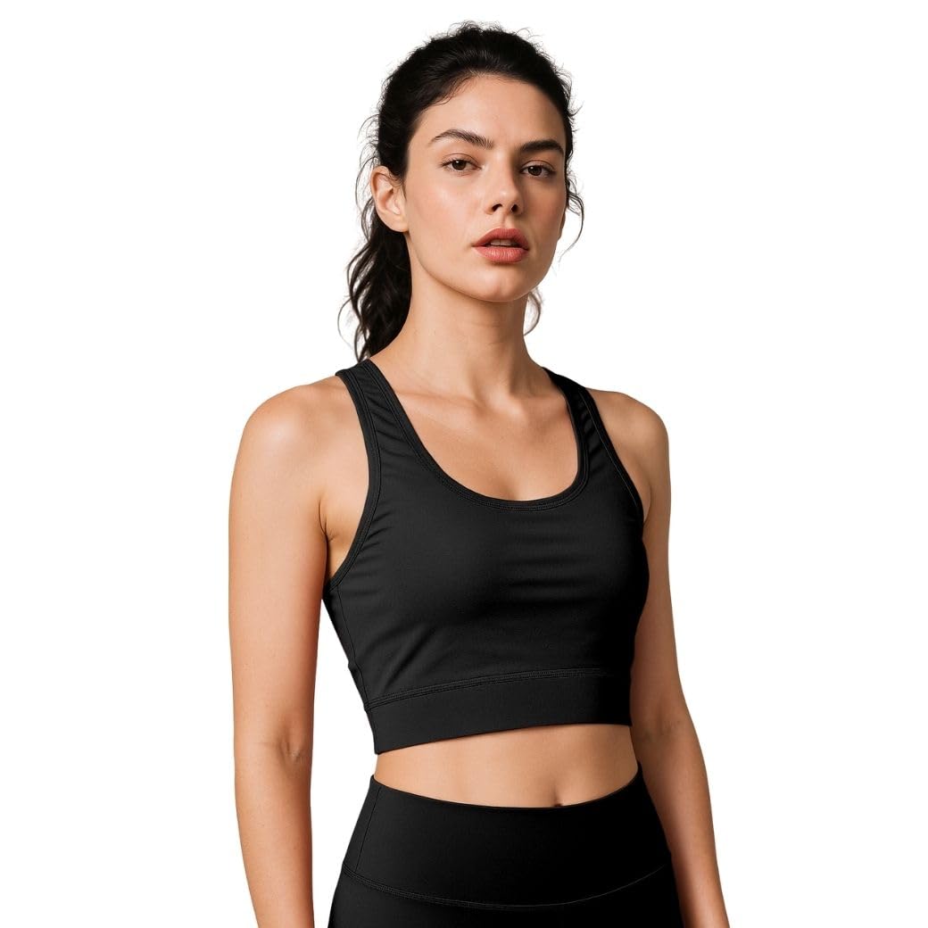 Slim Fit Cotton Blend Sports Bra | Seamless, Stretchable & Lightweight Activewear for Gym, Yoga, Running | Stylish & Supportive Fit, Full Coverage-image-0