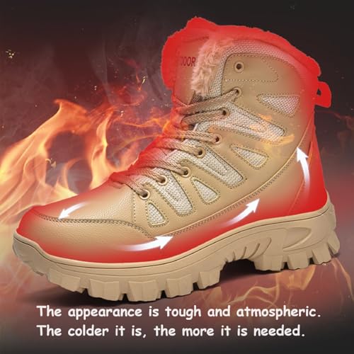 Mens Snow Boots Waterproof Warm Wool Lining Winter Hiking Boots,Non-Slip Outdoor Comfort Warm Work Boots Hiker Trekking Trail3