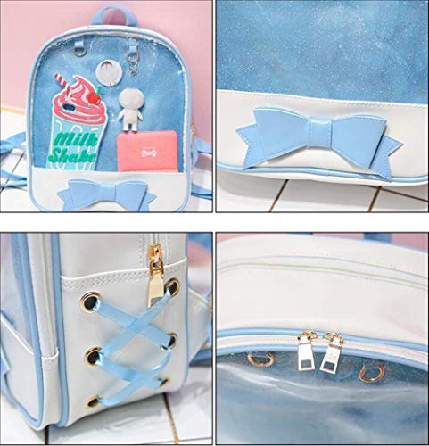 Ita Backpack - Cute Candy Summer Beach Bag with Bowknot & Transparent Windows for DIY Decors Blue4