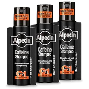 Alpecin Cafeïne Shampoo C1 Black met Nieuwe Geur 3x 250ml | Natuurlijke Haargroei Shampoo voor Mannen | Energizer voor Sterk Haar | Haarverzorging voor Mannen Made in Germany