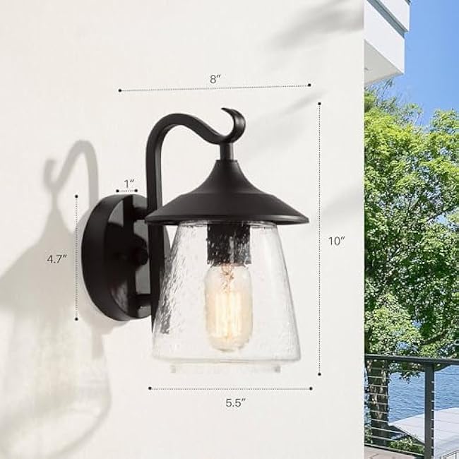 LALUZ Black Outdoor Wall Lights Farmhouse Wall Sconce Light Fixtures