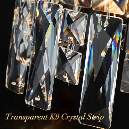 Image of 12-Lights Chrome Oval Crystal Chandeliers for Dining Room 36 inch