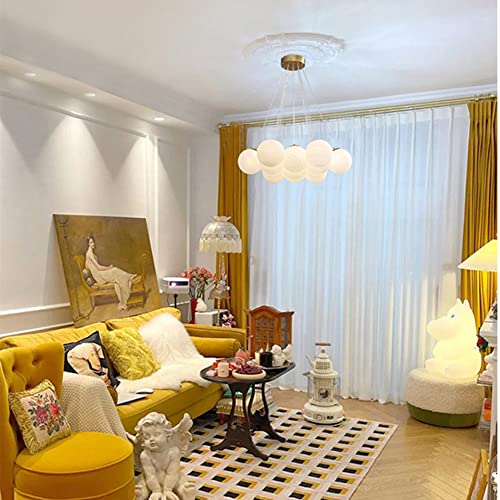 Modern White Globe Chandelier, Ottoson Bubble Pendant Light Cluster Glass Ball 13 Lights Balloon Shape Ceiling Light Fixture For Bedroom Dining Room - Gold Finish, White Glass, 13Globe-Milk Glass #TOP5