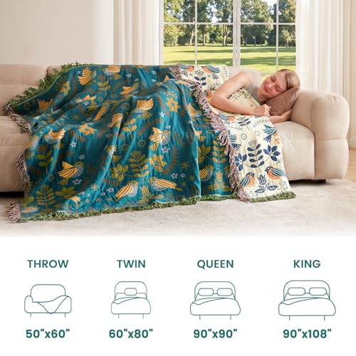 Image of MSGKV Boho Throw Blanket 50 inchx60 inch Cotton Blanket for Couch & Living Room