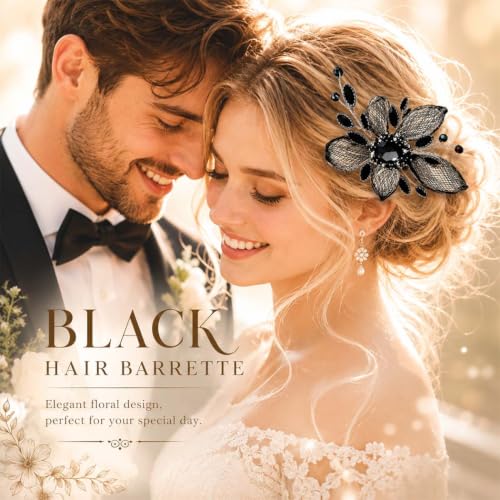 Accesorio de cabello negro CASDRE con cristales para boda miniatura 6