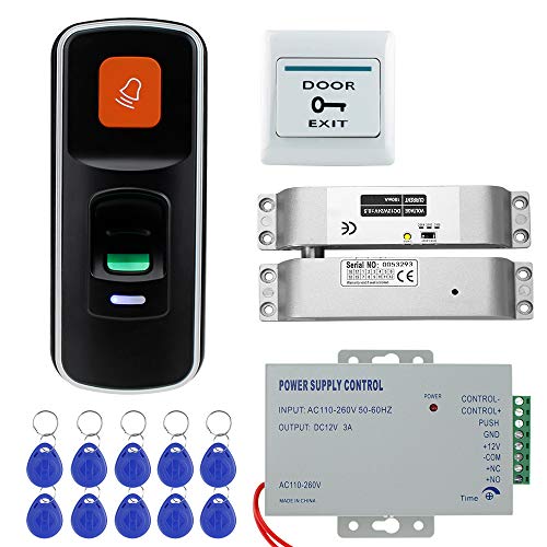 Preisvergleich Produktbild NN99 Tür-Zugangskontrollsystem-Kit RFID-Fingerabdruck-Zugangskontrolle Biometric + Electric Drop Riegelschloss + 12 V 3a Netzteil + 125 kHz RFID Schlüsselanhänger für Zuhause