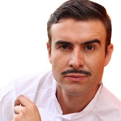 Miniatura 4 de Barba falsa marrón para hombres, cabello humano falso cheurón, bigote realista, pelo facial falso atado a mano, barba de encaje para fiesta de