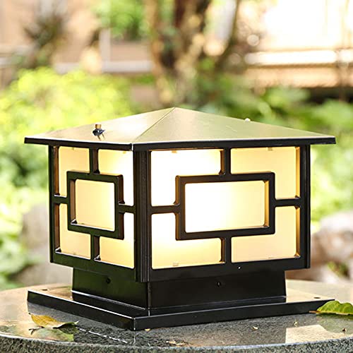 CWVYKNP European Courtyard Fence Column Lamp Waterproof Pillar Cap Light Black Post Light Aluminum with One E26 Medium Base Max 60W, Outdoor Column Lights Exterior for Landscape Garden/Patio