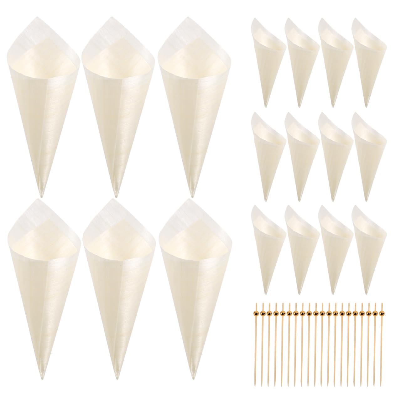 Cornet de crème glacée en bois et brochettes de chips pour buffet de mariage champêtre