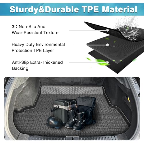 Image of Mixsuper Custom Fit Cargo Liner for 2021-2025 Tesla Model S Long Range /Plaid All Weather Trunk Liner Rear Cargo Mat Black (Not Fit 2012-2020 Model S)
