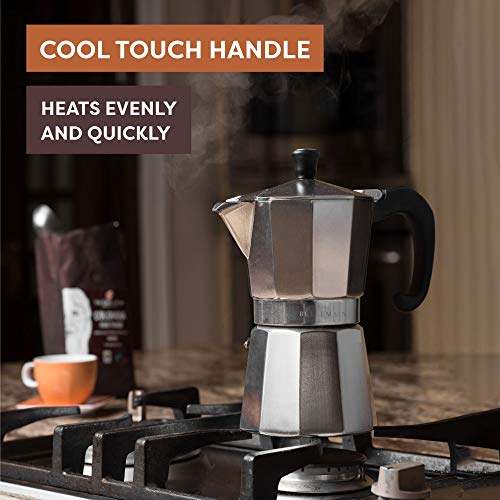 Image of Bellemain Stovetop Espresso Maker Moka Pot (Silver, 3 Cup)