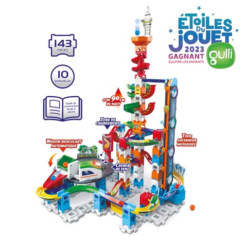 VTech Marble Rush Circuit à Billes Électronique Super Sky Tower Set XL300E Jeu de Construction 143 Pièces 10 Billes Cadeau Enfant Dès Contenu en Français - vue 3