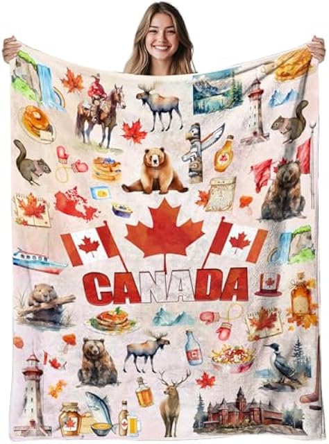 REETOOK Canadian 50x60in Blanket Gifts for Women and Men