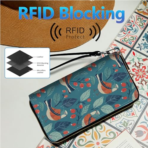 Image of Womens Wallet PU Leather Wristlet Wallets for Women, Large Capacity Lady Fashion Wallet Card Holder Zipper Wallet